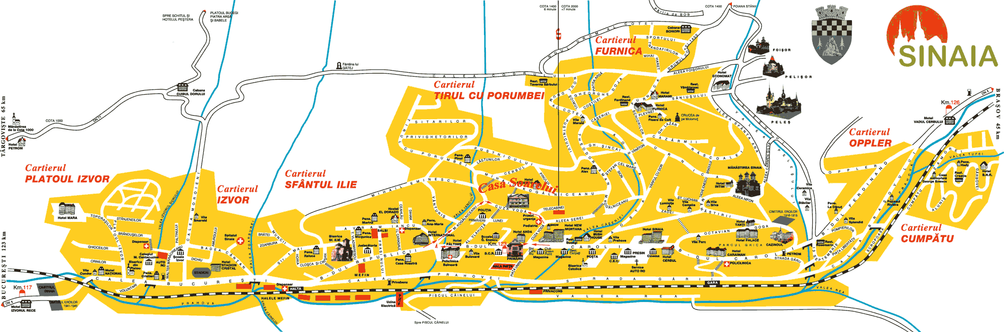 Harta Sinaia - Pensiune 3 Stele Casa Soarelui